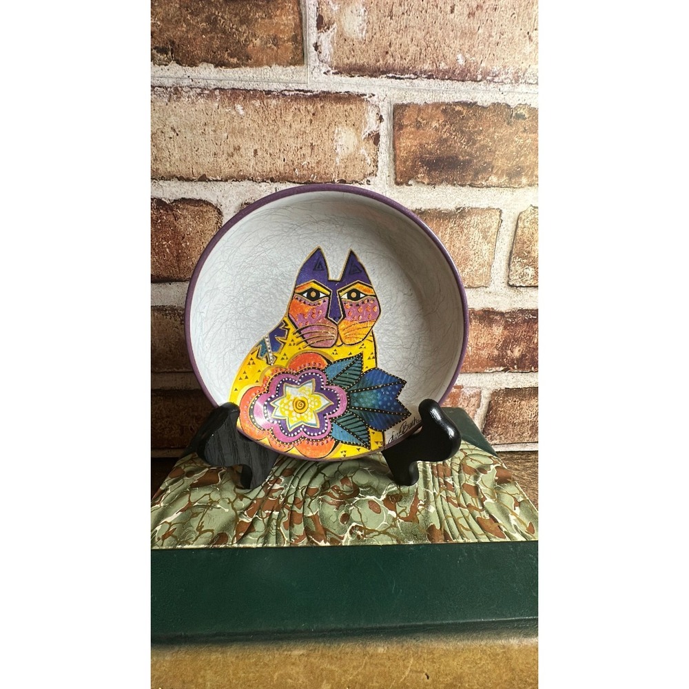 Vintage Laurel Burch "Carlotta" Cat Ceramic Trinket Dish 5.25"